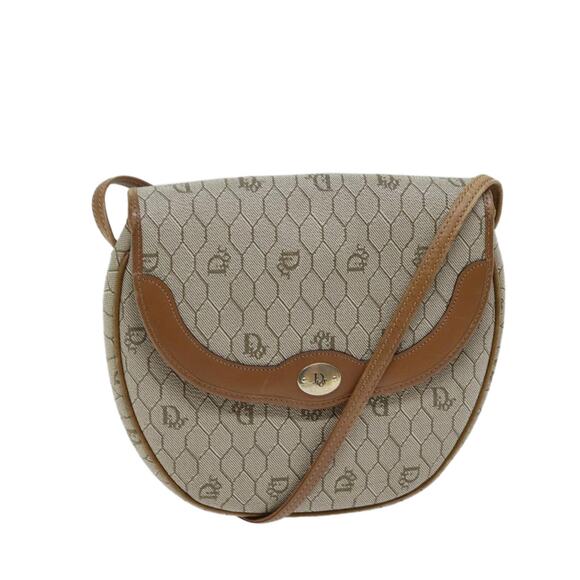 DIOR Honeycomb Canvas Shoulder Bag Leather Beige - Picture 1 of 16